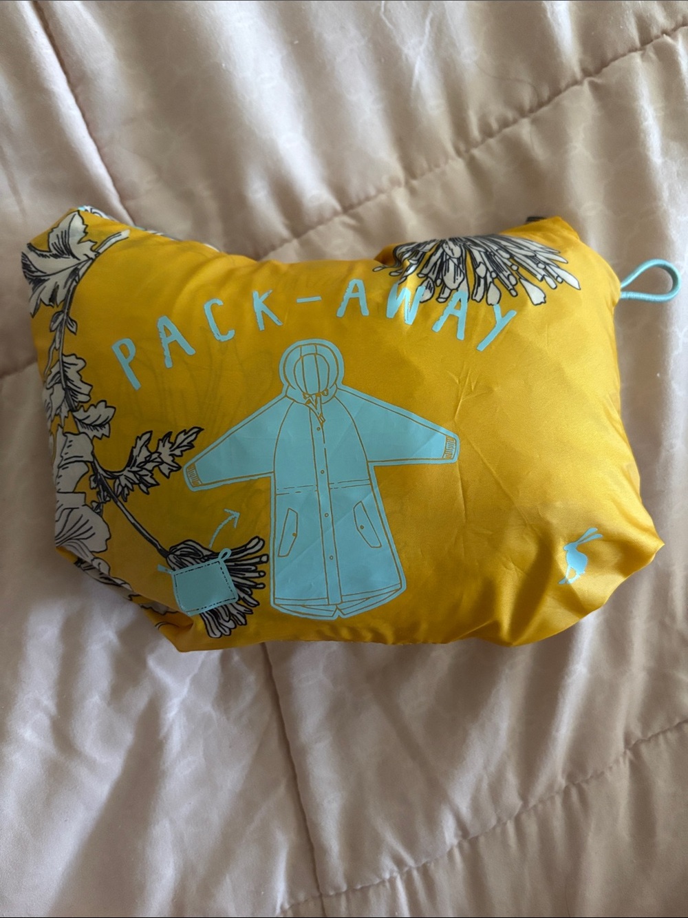 Yellow Raincoat with white and light blue flowers - Joules - Picture 5 of 5
